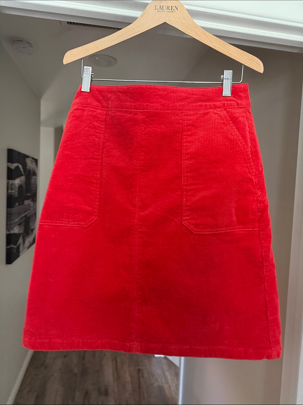 BODEN Bright Red Corduroy A-Line Skirt